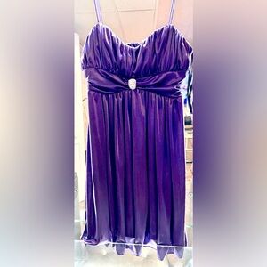 Prom’Indigo purple mini strap dress